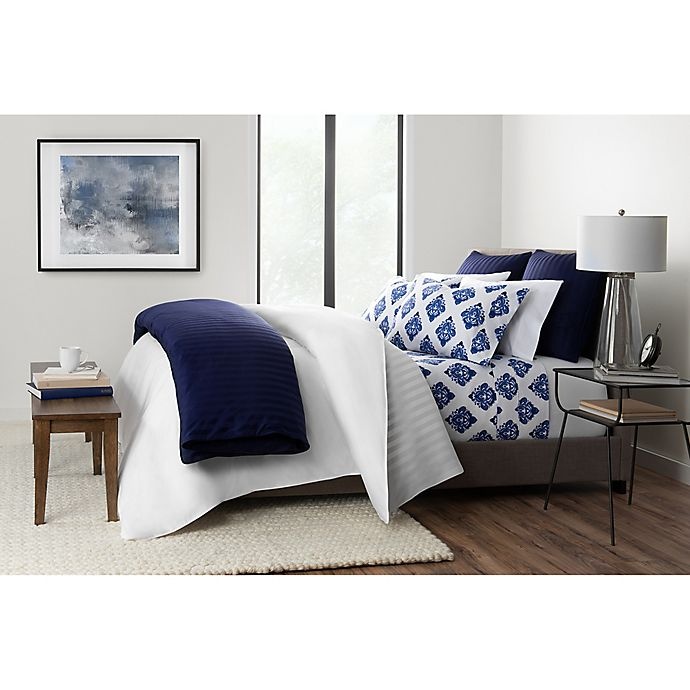 slide 4 of 4, Wamsutta PimaCott Medallion 625-Thread-Count King Sheet Set - Navy, 1 ct