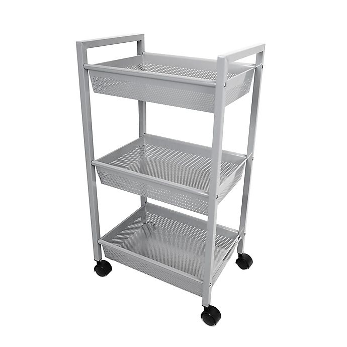 slide 2 of 2, Studio 3B 3-Tier Metal Rolling Storage Cart - Grey, 1 ct