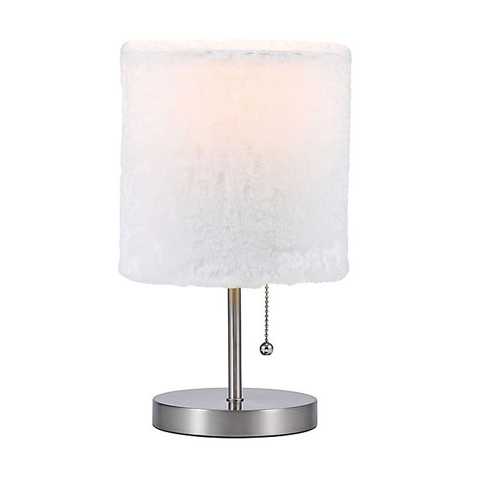 slide 2 of 4, Equip Your Space 1-Light Accent Lamp with Faux Fur Shade - Brushed Nickel, 1 ct