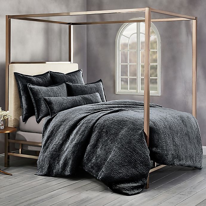slide 1 of 1, Wamsutta Collection Velvet Hand Stitched Full/Queen Duvet Cover - Charcoal, 1 ct