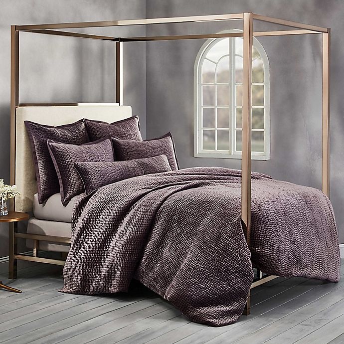 slide 1 of 1, Wamsutta Collection Velvet Hand Stitched Full/Queen Duvet Cover - Eggplant, 1 ct