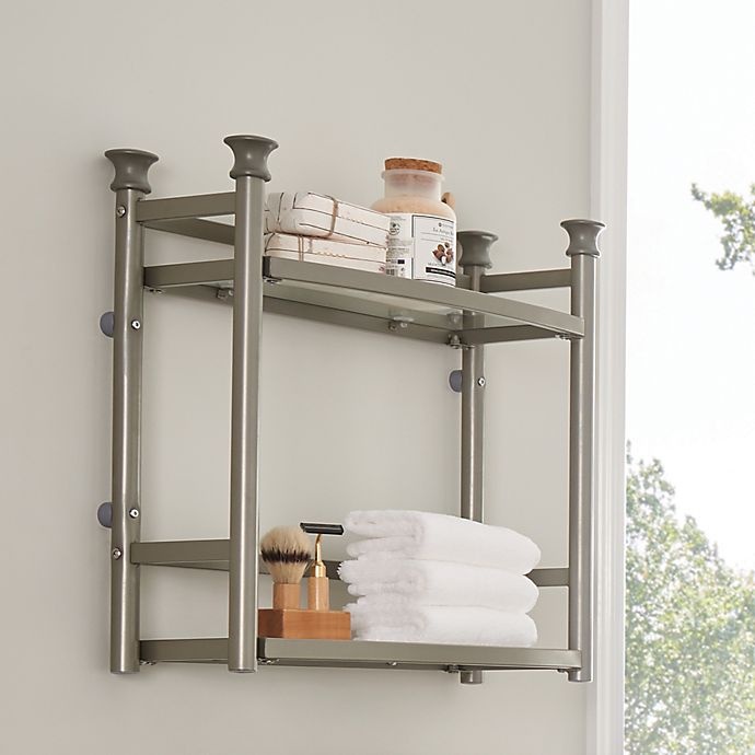 slide 2 of 3, ORG 2-Tier Wall Shelf - Silver, 1 ct