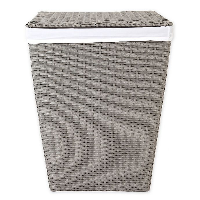 slide 2 of 3, ORG Poly-Rattan Tapered Rectangular Hamper - Grey/Light Grey, 1 ct