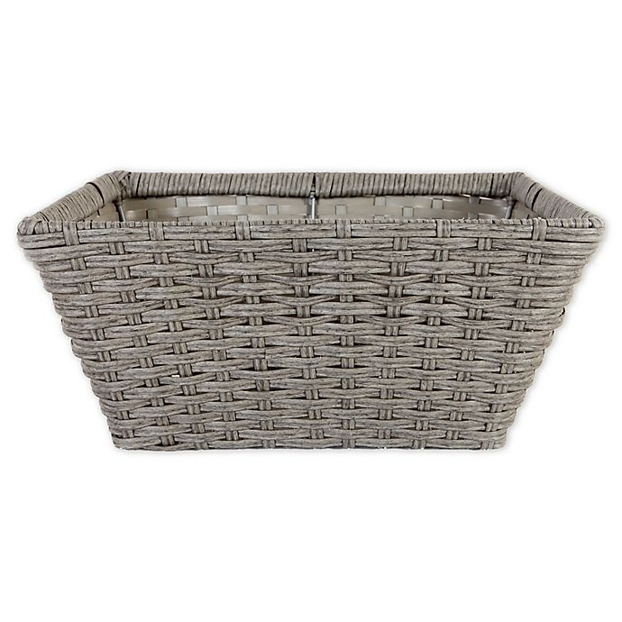 slide 2 of 3, ORG Large Poly-Rattan Tapered Storage Basket - Grey/Light Grey, 14.5 in