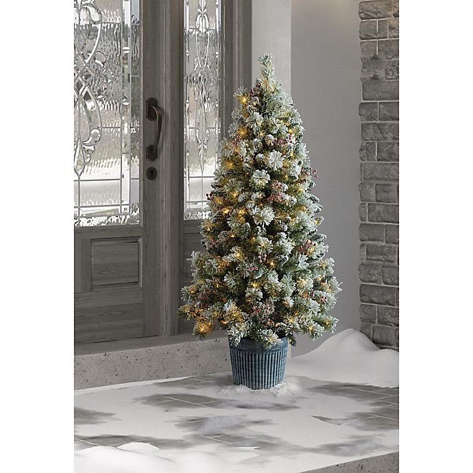 slide 2 of 2, Winter Wonderland Pre-Lit Winter Frost Potted Porch Tree, 1 ct