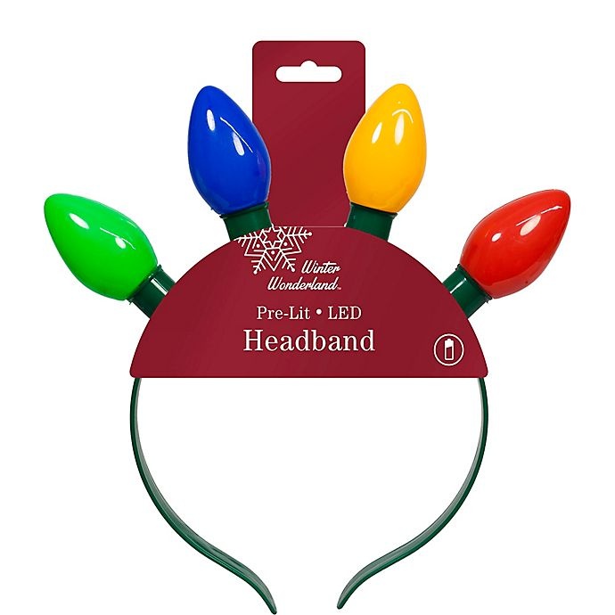 slide 2 of 2, Winter Wonderland LED Light Up Christmas Headband - Green, 1 ct