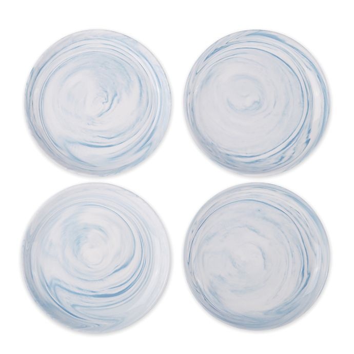 slide 2 of 2, Artisanal Kitchen Supply Coupe Marbleized Appetizer Plates - Blue, 4 ct