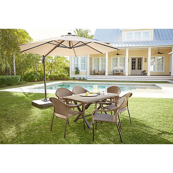 slide 3 of 3, Destination Summer 11-Foot Round Solar Cantilever Umbrella - Mocha, 1 ct