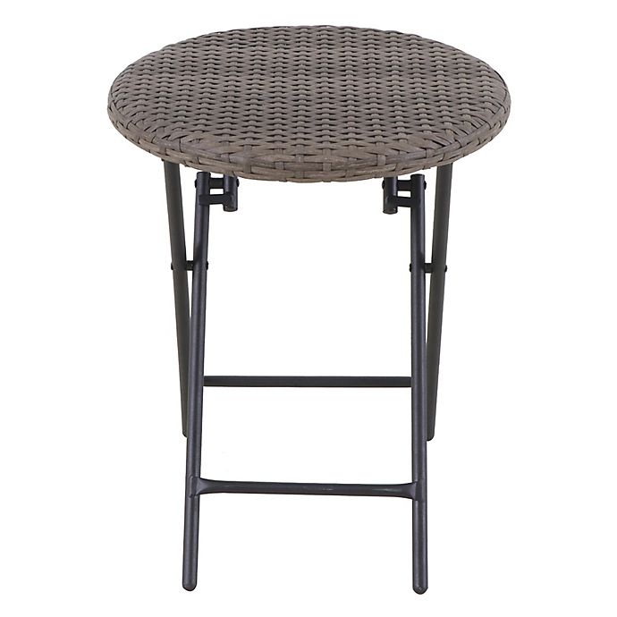 slide 2 of 3, Destination Summer Barrington Wicker Round Folding Patio Accent Table - Natural Brown, 1 ct