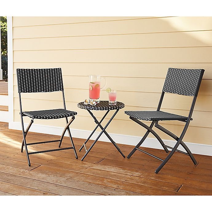 slide 2 of 4, Destination Summer Parisian Wicker Folding Table - Black/White, 1 ct