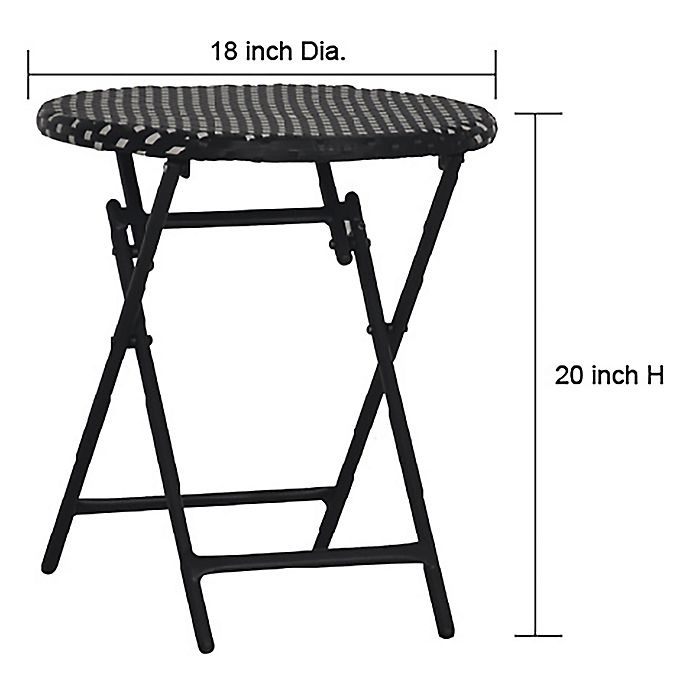 slide 3 of 4, Destination Summer Parisian Wicker Folding Table - Black/White, 1 ct