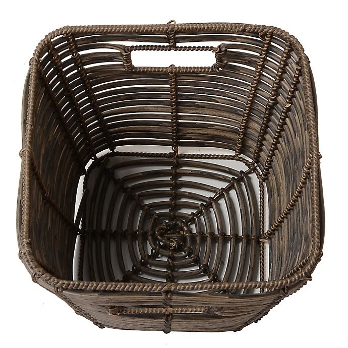 slide 4 of 4, ORG Handwoven Poly-Rattan Storage Basket - Brown/Grey, 1 ct