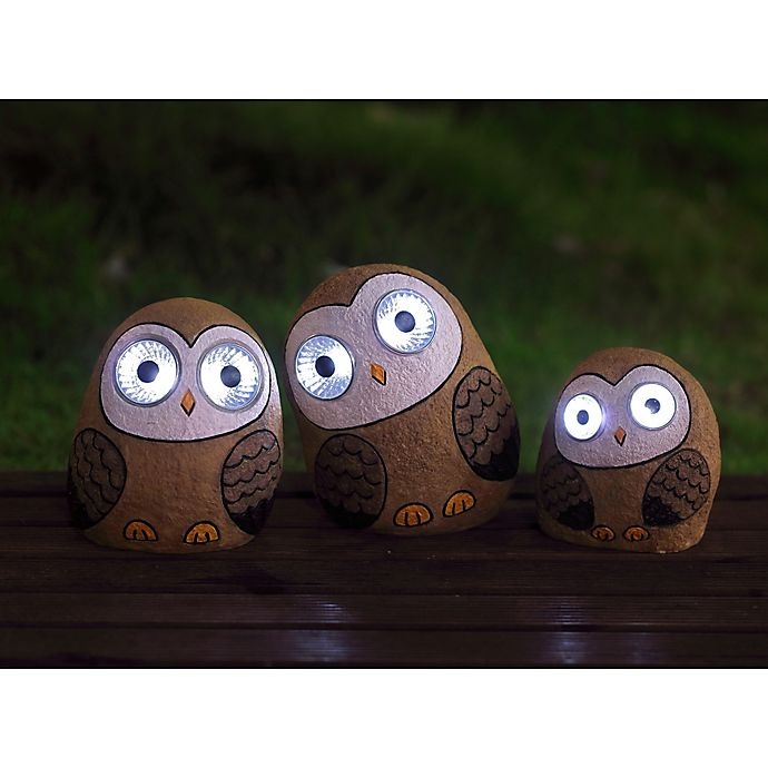 slide 2 of 2, Destination Summer Solar Owl Family Lights, 3 ct