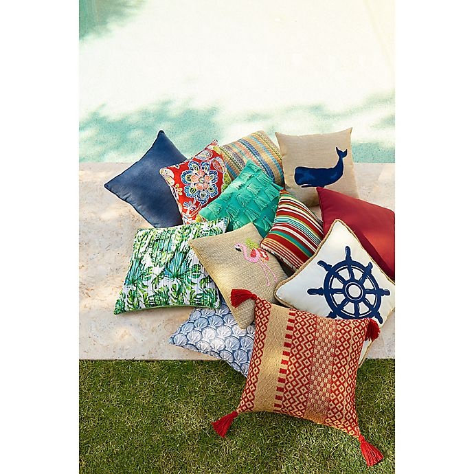 slide 2 of 2, Destination Summer Woven Diamond Square Outdoor Throw Pillow - Red, 1 ct