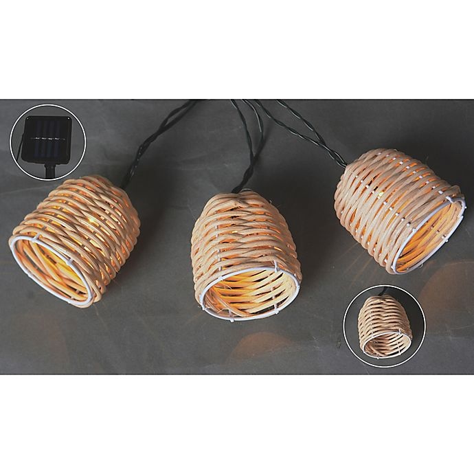 slide 2 of 2, Destination Summer Natural Thread Solar String Lantern Lights - Beige, 10 ct