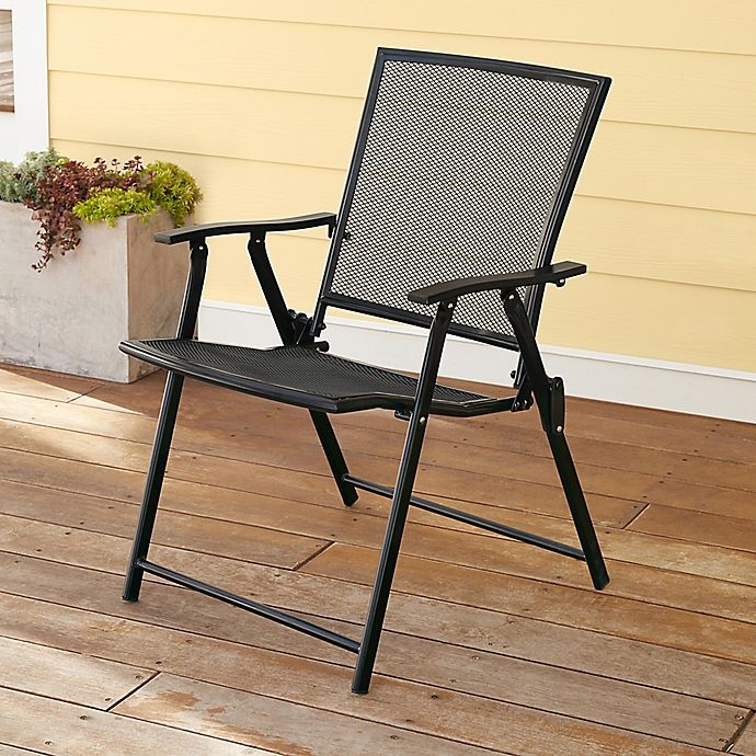 slide 2 of 2, Destination Summer Folding Mesh Patio Chair - Black, 1 ct