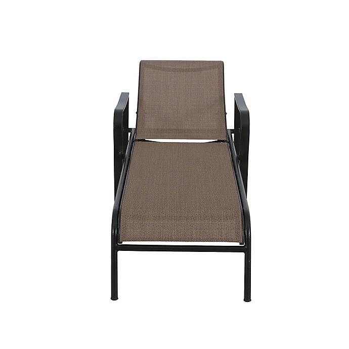 slide 2 of 6, Destination Summer Never Rust Aluminum Sling Chaise Lounge - Brown, 1 ct