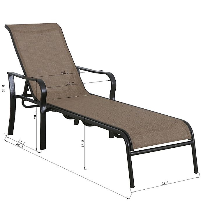 slide 6 of 6, Destination Summer Never Rust Aluminum Sling Chaise Lounge - Brown, 1 ct