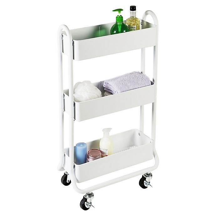 slide 5 of 6, SALT Narrow Bath Storage Cart - White, 1 ct