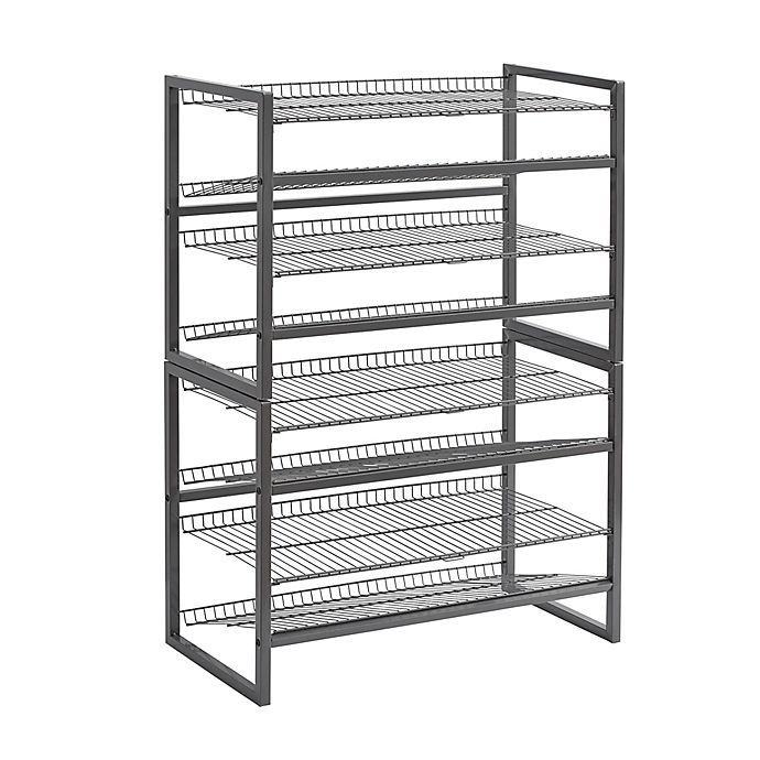 slide 2 of 3, ORG Compact 4-Tier Shoe Rack - Grey, 1 ct