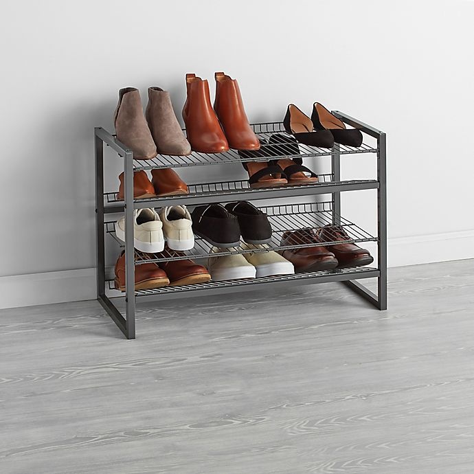 slide 3 of 3, ORG Compact 4-Tier Shoe Rack - Grey, 1 ct