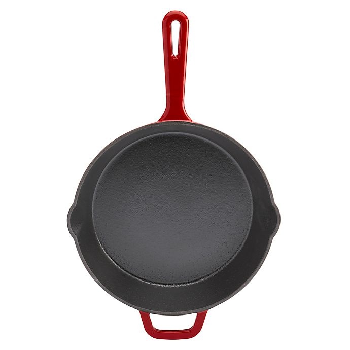 slide 3 of 4, Artisanal Kitchen Supply Enameled Cast Iron Round Skillet - Red, 10 in