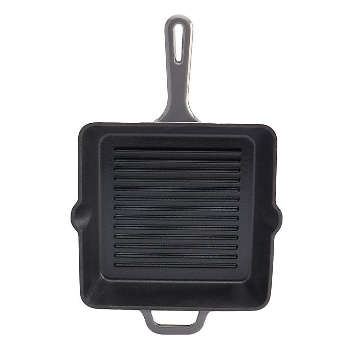 slide 2 of 4, Artisanal Kitchen Supply Enameled Cast Iron Square Grill Pan - Grey, 10 in