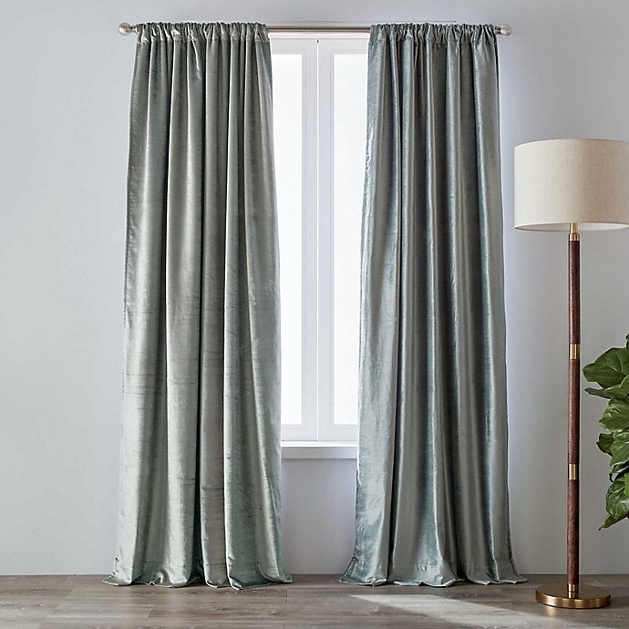 slide 1 of 3, O&O by Olivia & Oliver Velvet Rod Pocket Curtain Panel - Seaglass, 63 in