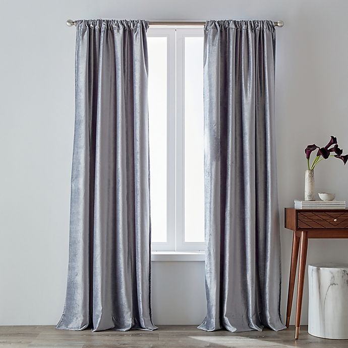 slide 1 of 1, O&O by Olivia & Oliver Velvet Rod Pocket Curtain Panel - Blue, 95 in