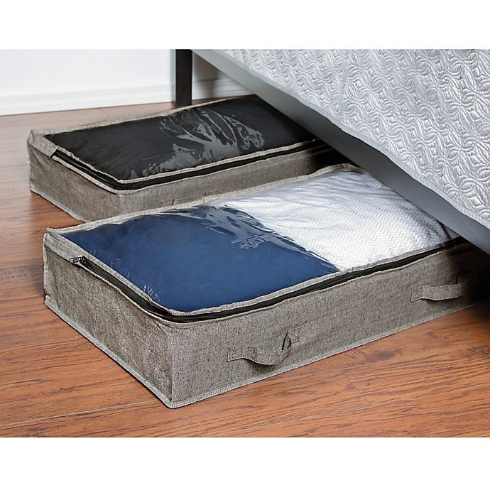 slide 2 of 2, ORG Arrow Weave Underbed Bags - Grey, 2 ct