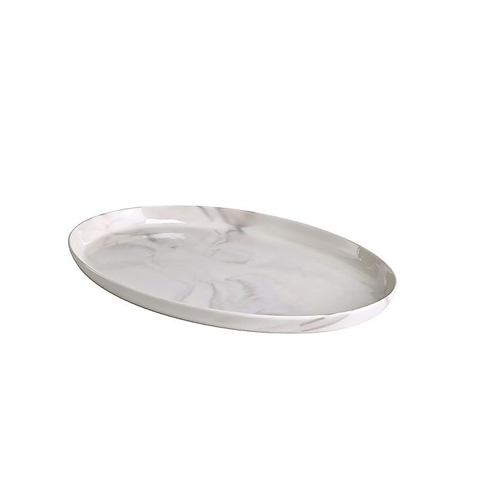 slide 2 of 3, Artisanal Kitchen Supply Coupe Marbleized Oval Platter - Grey, 14 in