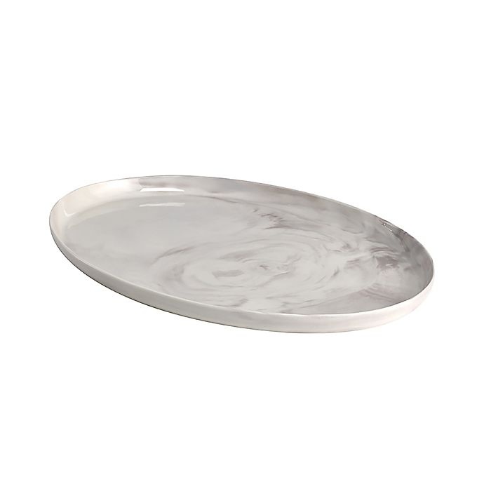 slide 2 of 3, Artisanal Kitchen Supply Coupe Marbleized Oval Platter - Grey, 17 in