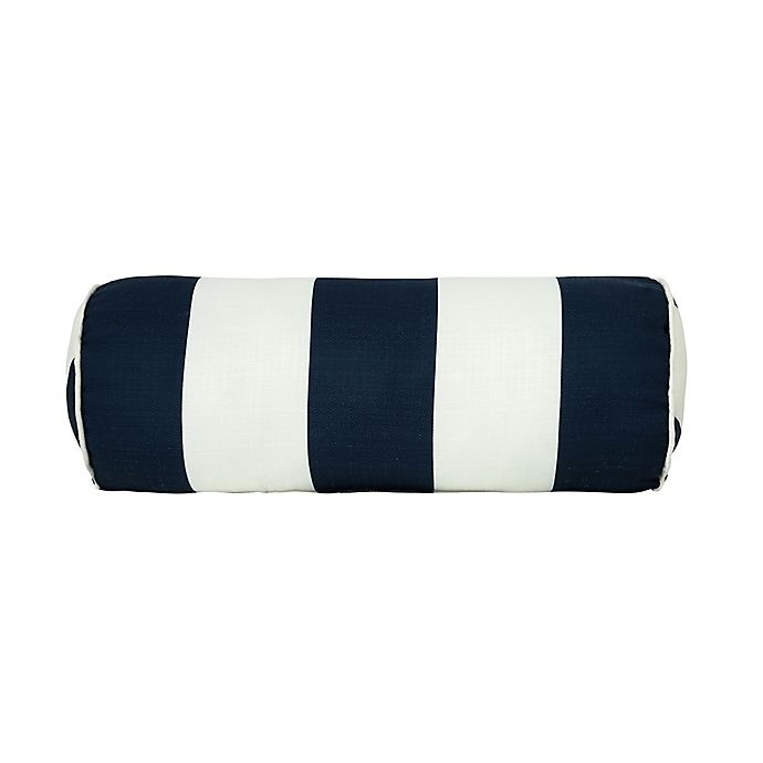 slide 2 of 2, One Kings Lane Open House Cabana Stripe Indoor/Outdoor Bolster Throw Pillow - Navy, 1 ct