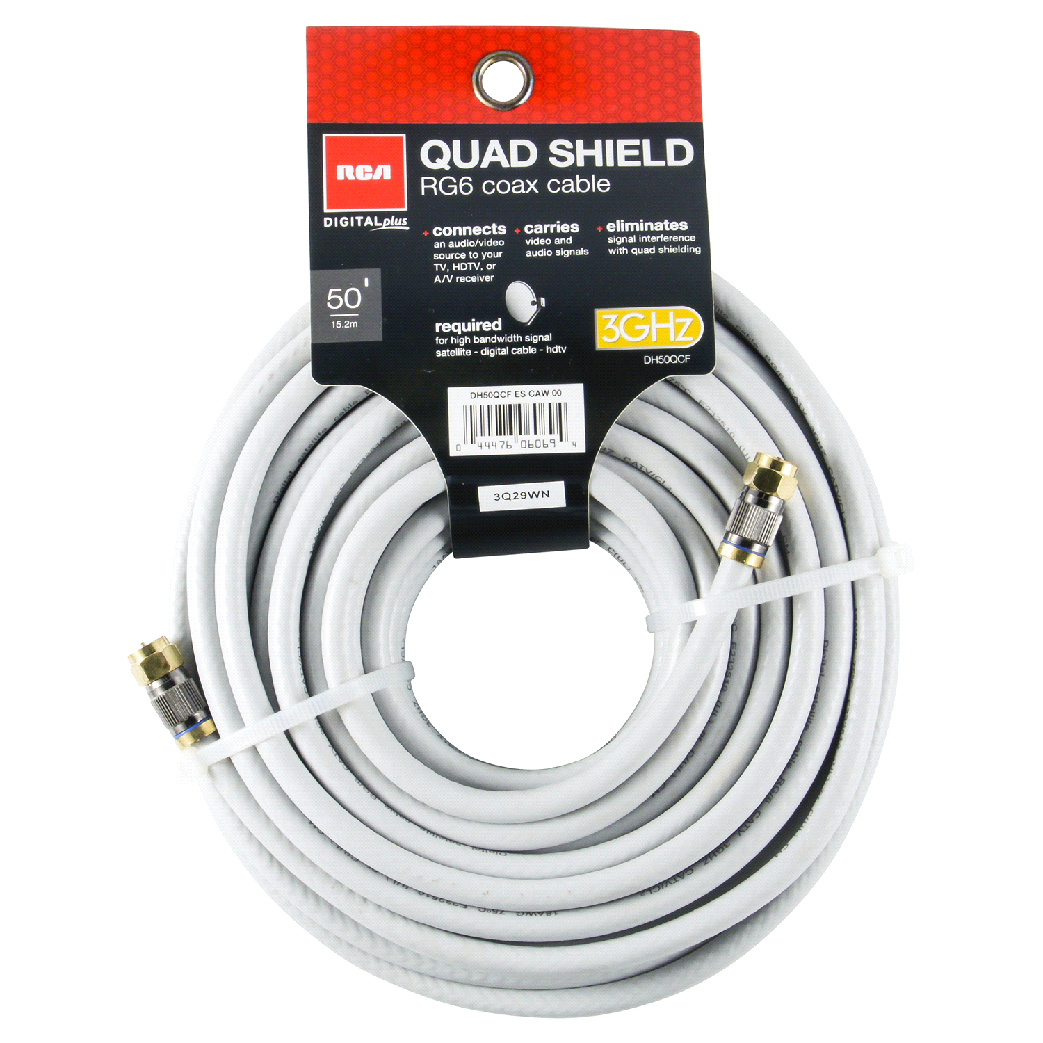 slide 1 of 2, RCA Quad Shield Digital Coaxial Cable, 50 ft