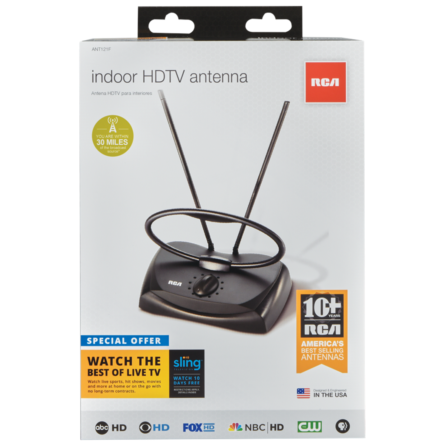 slide 1 of 1, RCA Indoor TV Antenna ANT121F, 1 ct