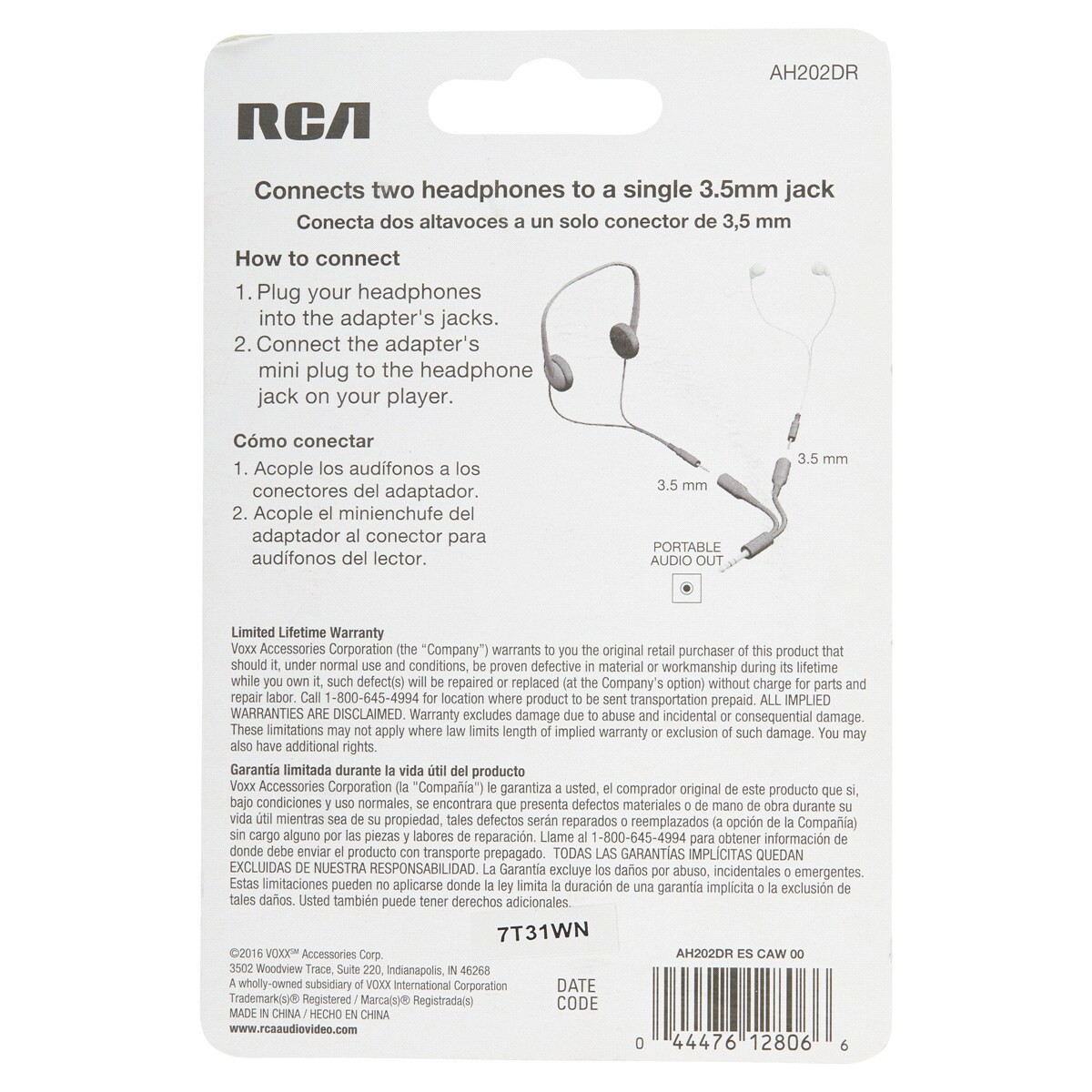 slide 2 of 2, RCA Mini Stereo Headphone Y Adapter, 1 ct