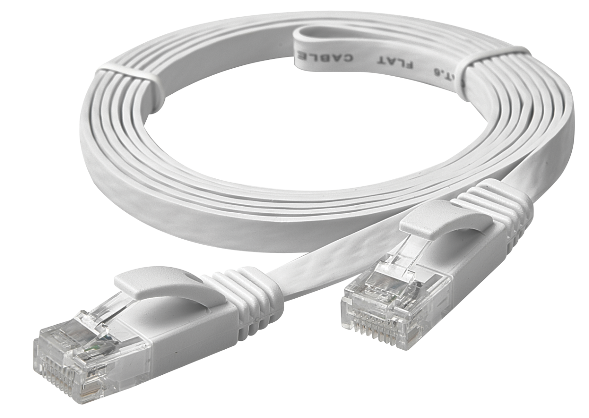 slide 2 of 2, Rca Cat6 Flat Network Cable White, 5 ft