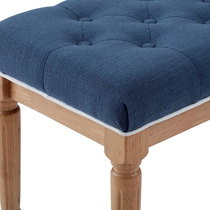 slide 2 of 4, One Kings Lane Open House Jasmine Cane Upholstered Bench - Navy, 1 ct