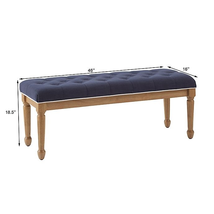 slide 4 of 4, One Kings Lane Open House Jasmine Cane Upholstered Bench - Navy, 1 ct