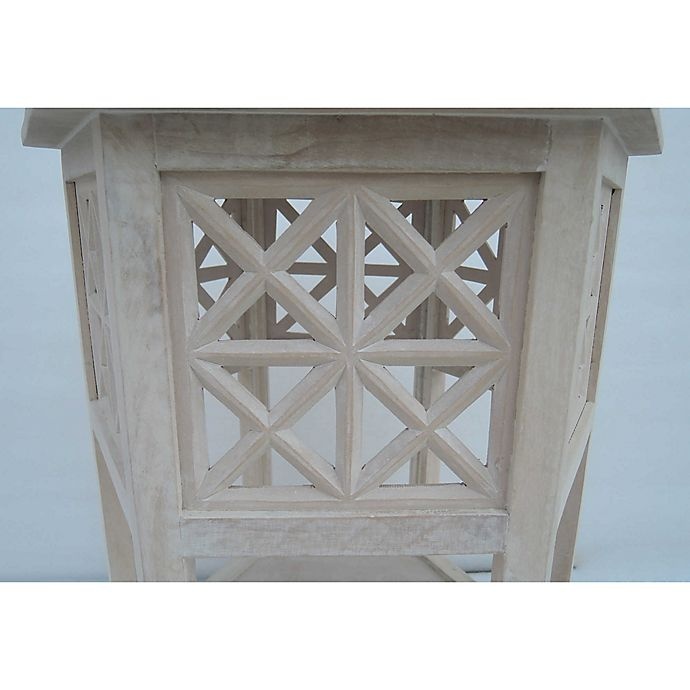 slide 4 of 8, Global Caravan Khilana Carved Wooden Tea Table - White Wash, 1 ct