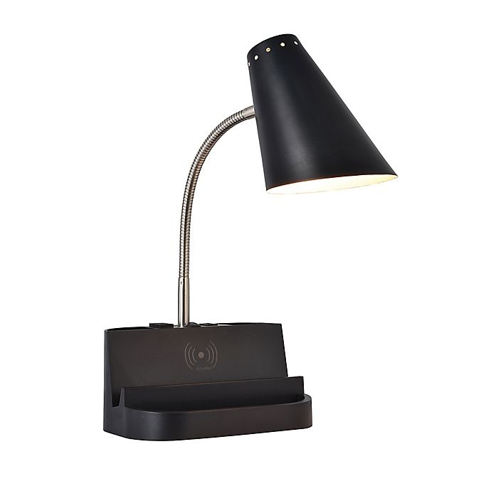 slide 3 of 7, SALT Qi Charging Organizer Desk Lamp - Black, 1 ct