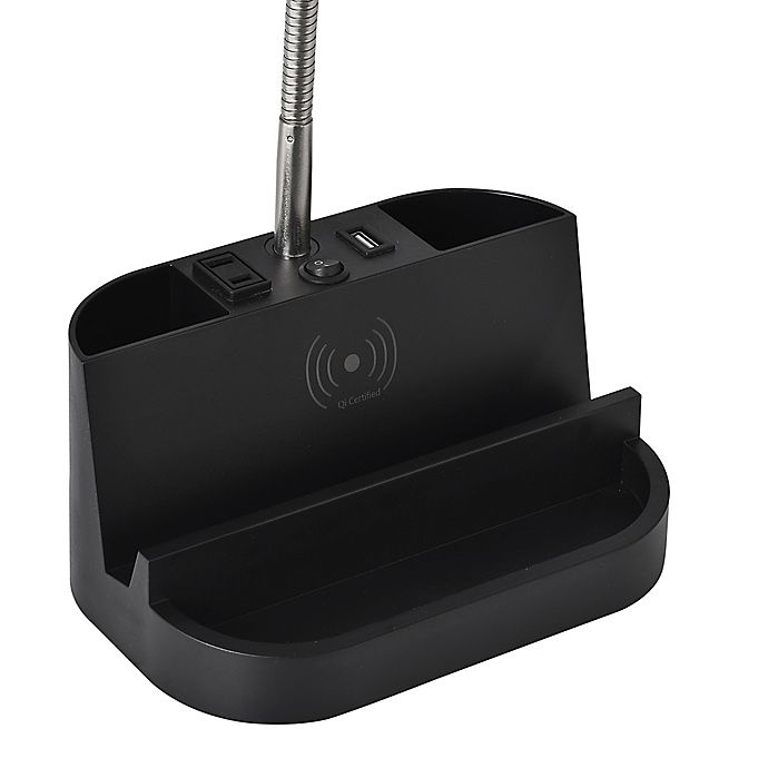 slide 4 of 7, SALT Qi Charging Organizer Desk Lamp - Black, 1 ct