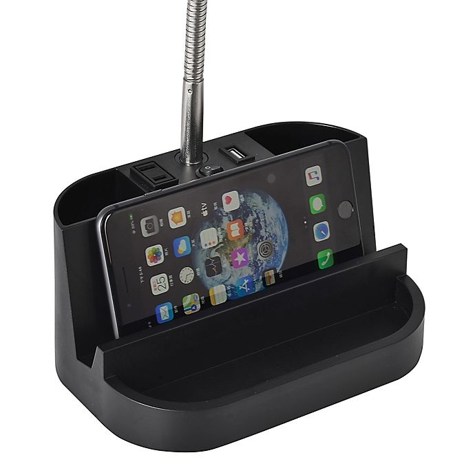 slide 5 of 7, SALT Qi Charging Organizer Desk Lamp - Black, 1 ct