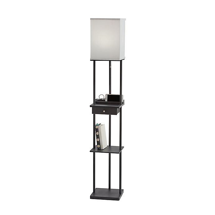 slide 1 of 11, Adesso Etagere Floor Lamp with Charging Station - Black, 1 ct