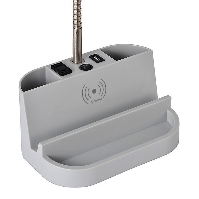 slide 3 of 6, SALT Qi Charging Organizer Desk Lamp - Grey, 1 ct