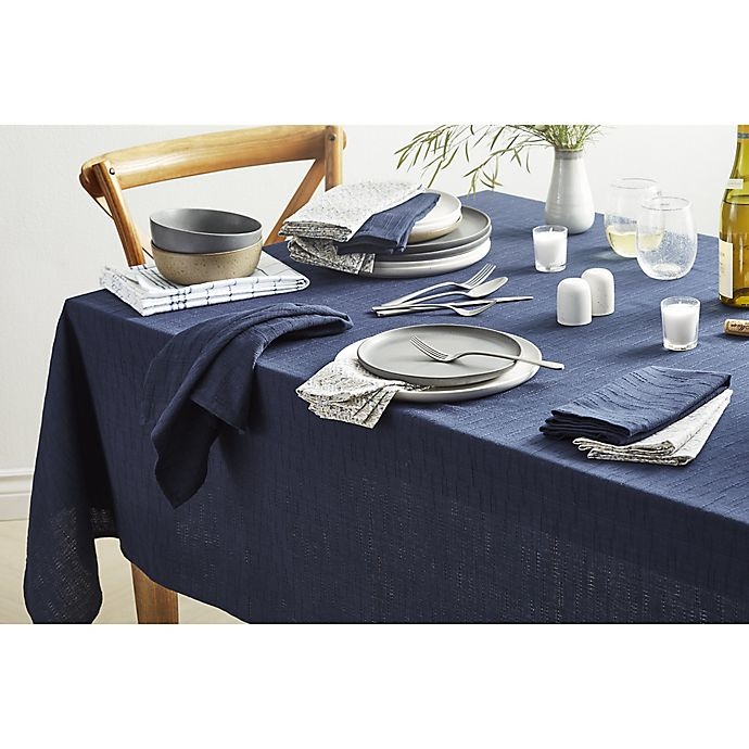 slide 6 of 6, Artisanal Kitchen Supply Stitches Round Tablecloth - Navy, 70 in