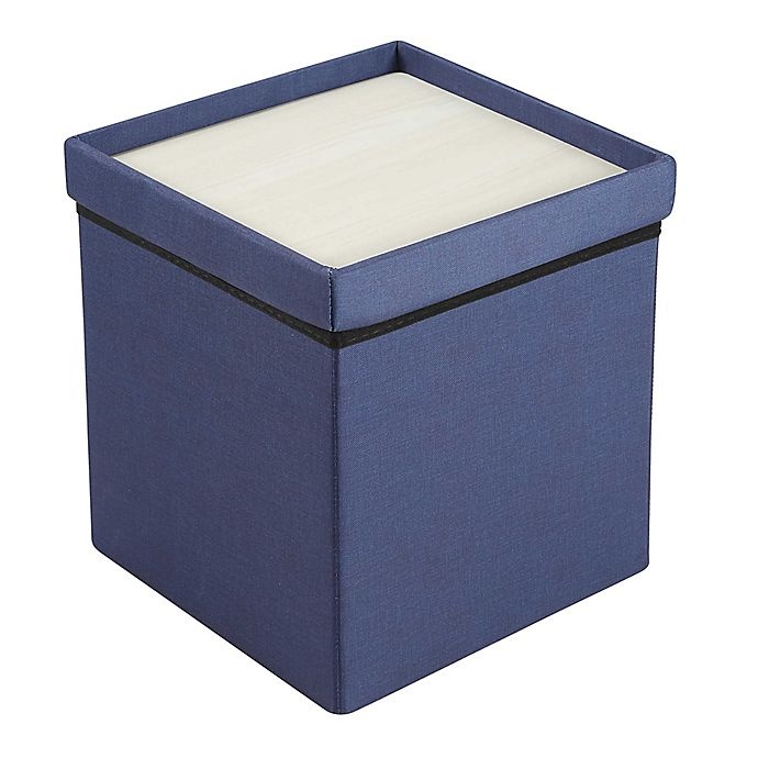 slide 4 of 7, SALT Folding Storage Ottoman with Tray - Navy, 15 in