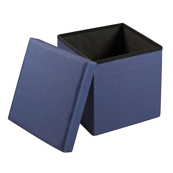 slide 5 of 7, SALT Folding Storage Ottoman with Tray - Navy, 15 in
