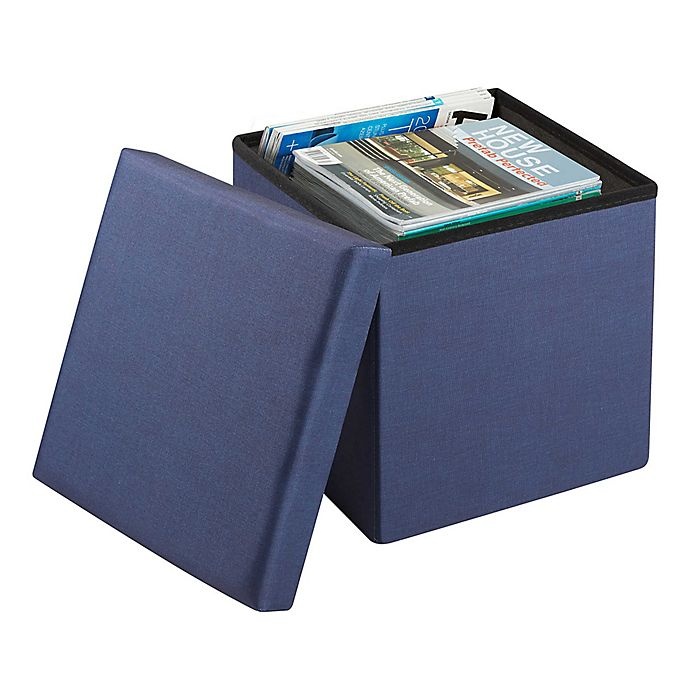 slide 3 of 7, SALT Folding Storage Ottoman with Tray - Navy, 15 in
