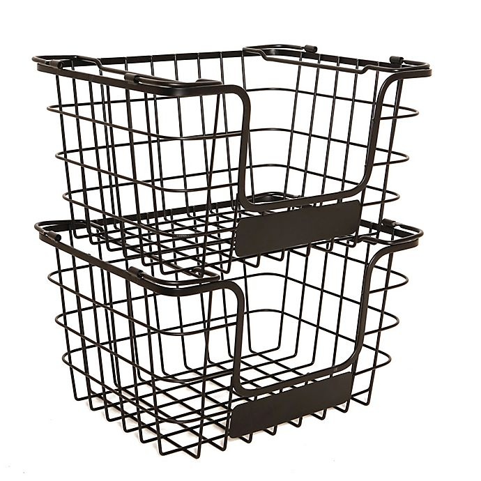 slide 3 of 3, Salt Stackable Iron Fruit Basket - Black, 1 ct